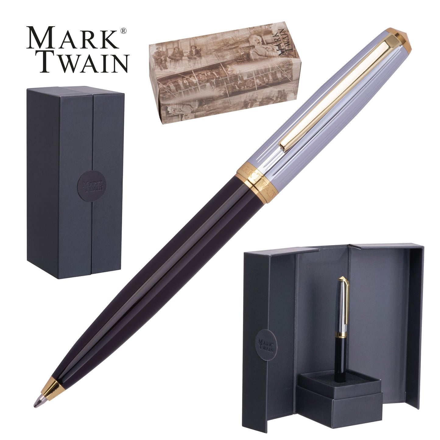 Mark Twain Kugelschreiber in Magnetbox IRIS