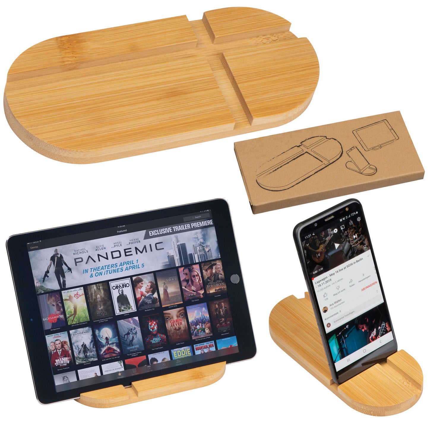 Tablet- und Smartphonehalter aus Bambus HAILEY