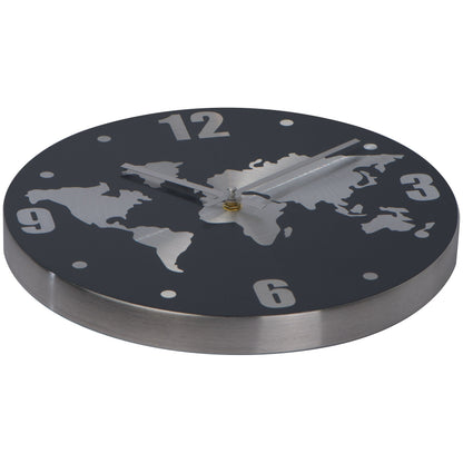 Wanduhr aus Aluminium mit Weltkarte BALTASAR
