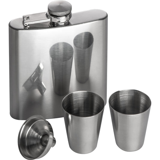 Flachmann Set mit 2 Pinnchen und Trichter aus Edelstahl FAITH