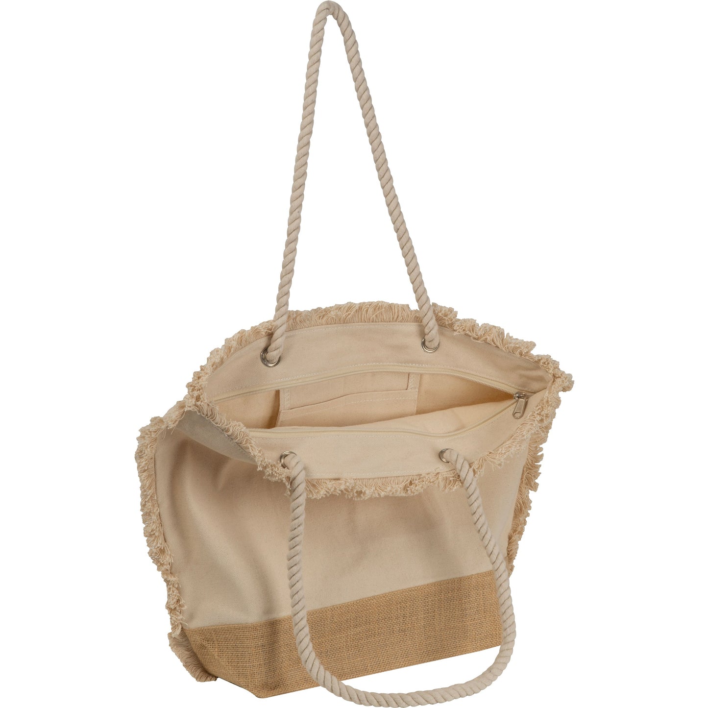 Strandtasche mit Juteboden und Fransen RICARDA