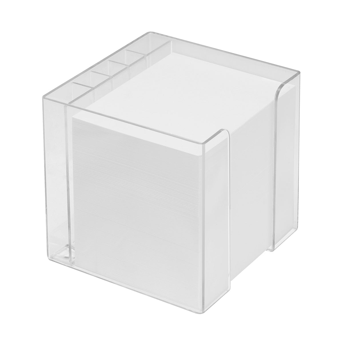 Zettelbox mit Köcher "Alpha" glasklar