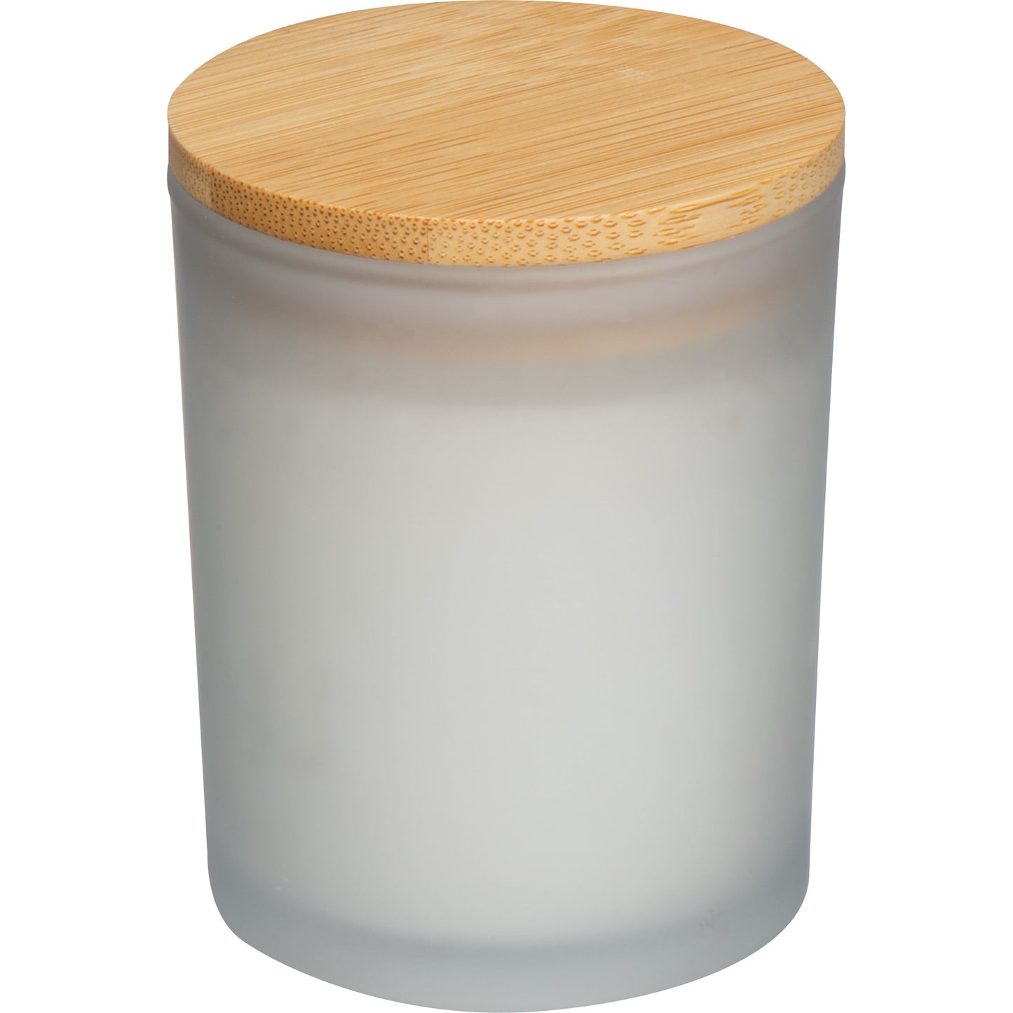 Kerze in gefrostetem Glas mit Bambusdeckel JOSEFA