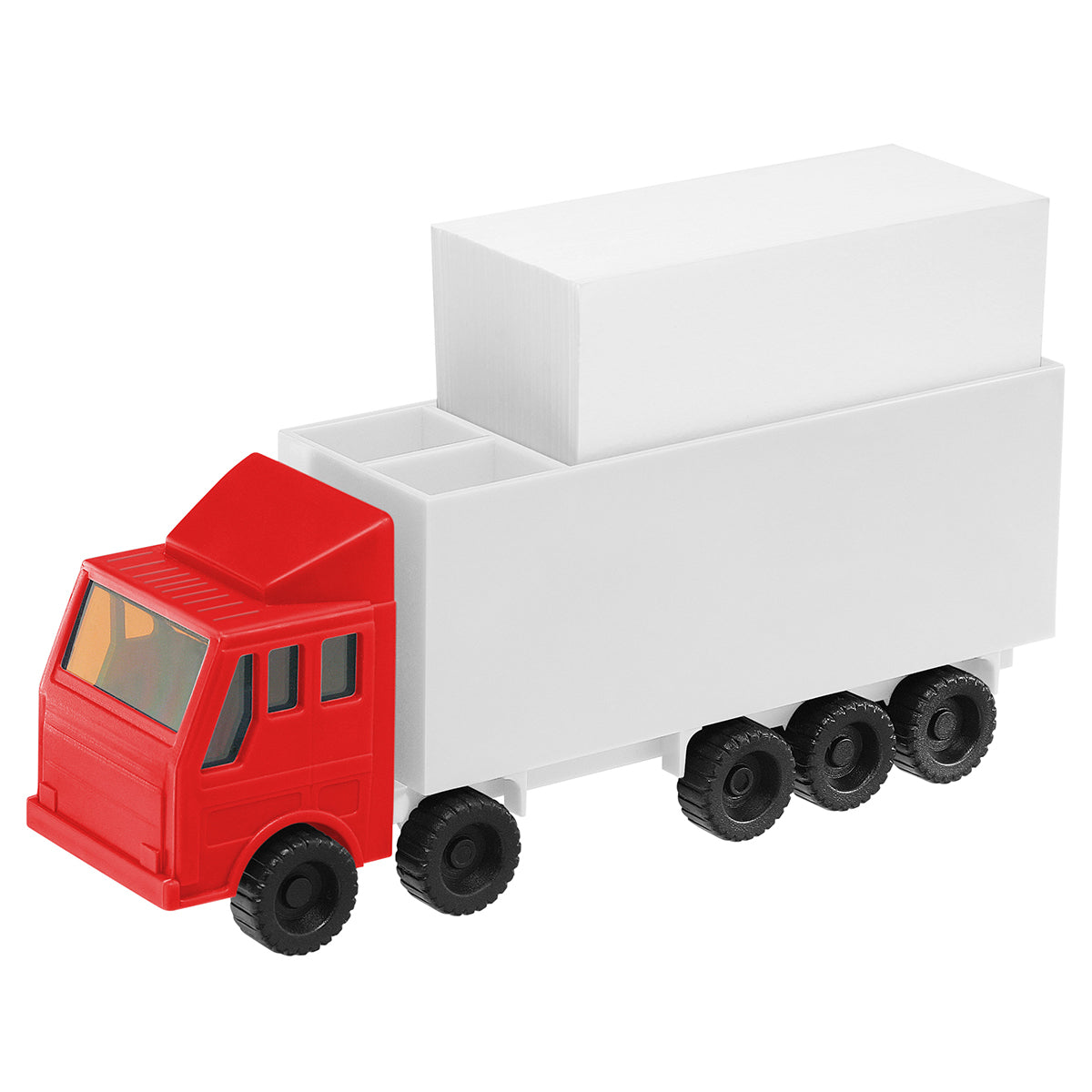 Zettelbox mit Köcher "LKW" rot