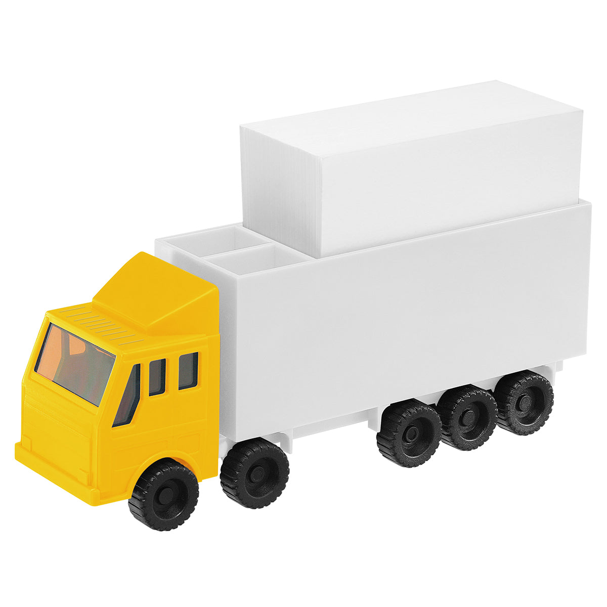Zettelbox mit Köcher "LKW" gelb