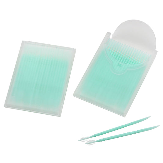 Zahnstocher mit Interdentalbürsten gefrostet glasklar