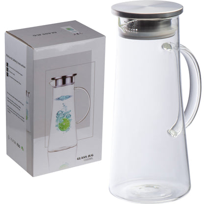 Glaskaraffe mit Edelstahldeckel, 1.350ml ELLIOTT
