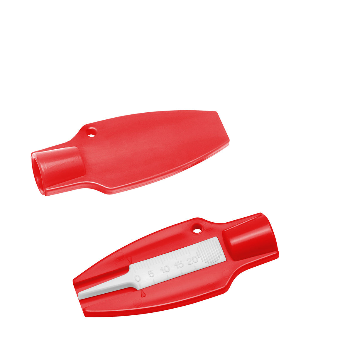 Reifenprofiltiefenmesser mit Ventilkappendreher rot