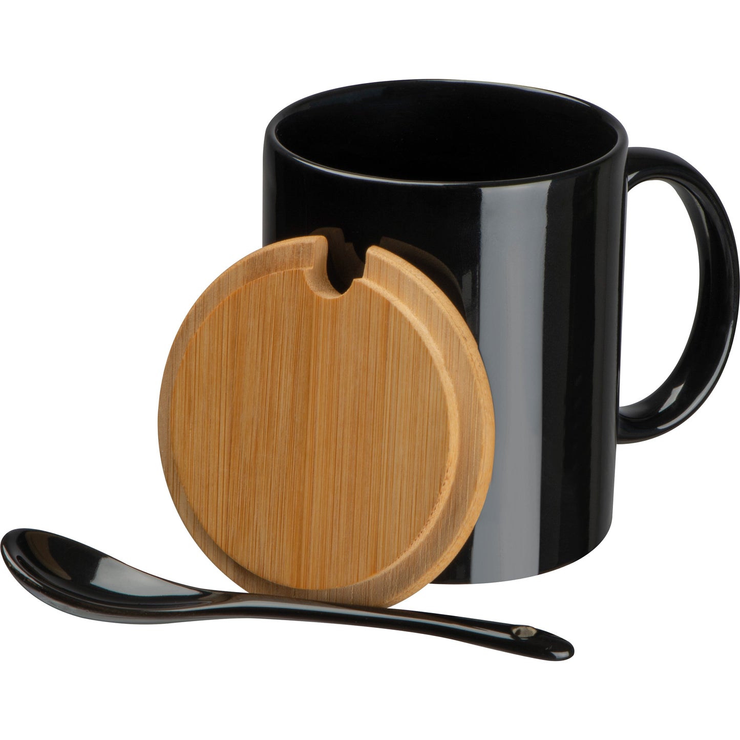 Keramiktasse mit Löffel und Bambusdeckel LOTHAR