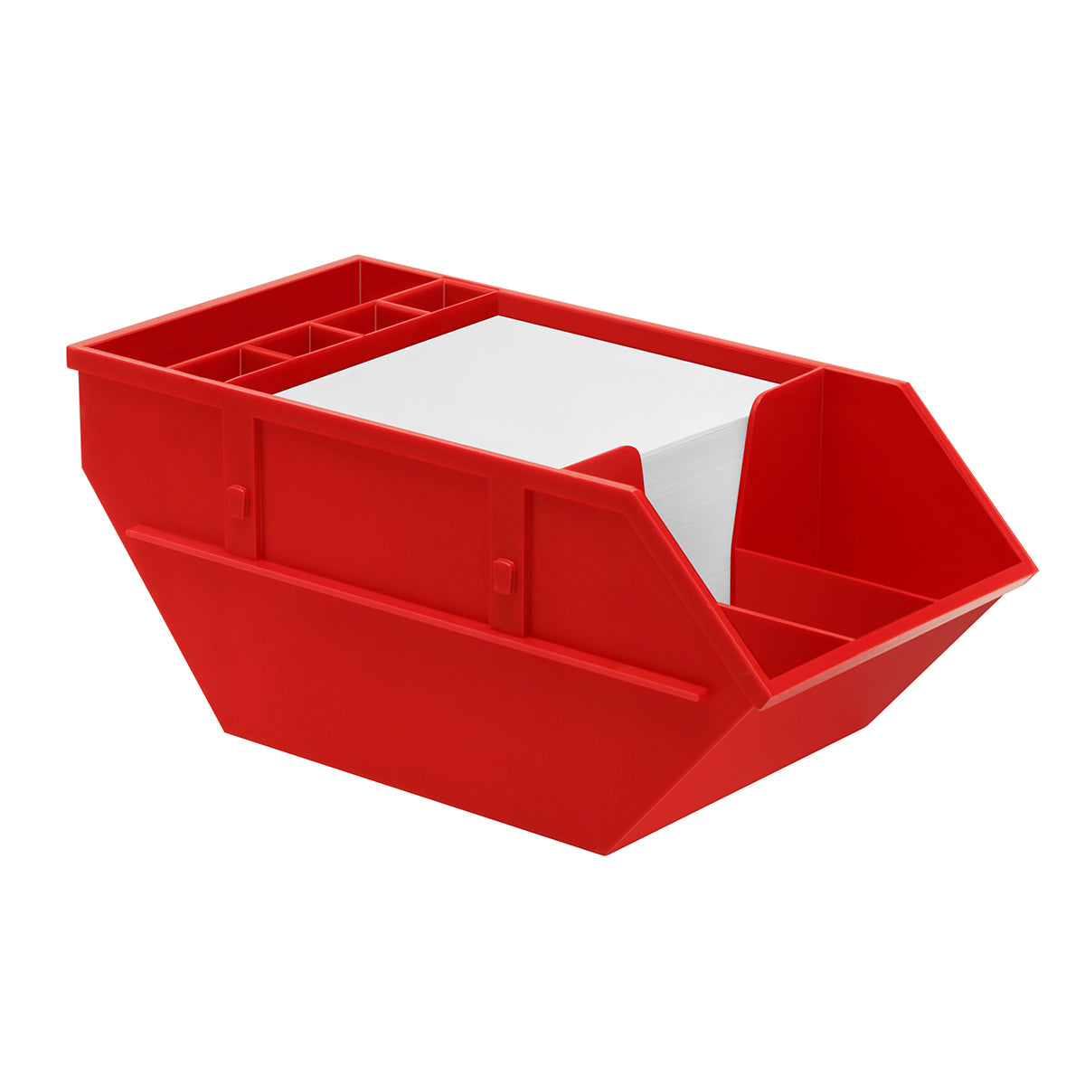 Zettelbox mit Köcher "Container" rot