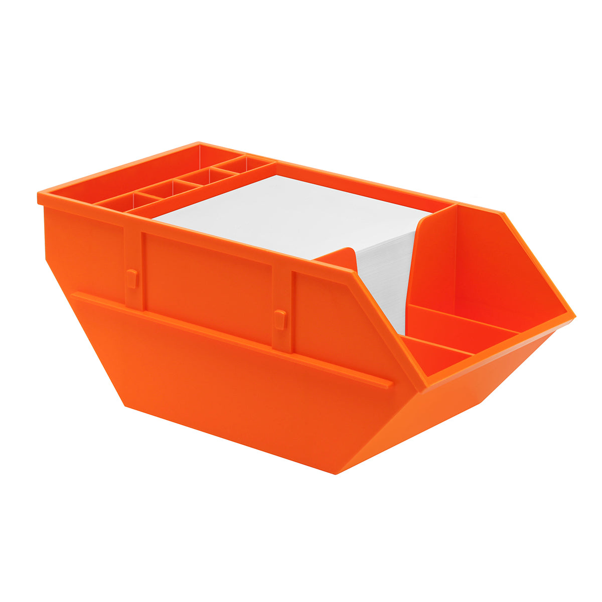 Zettelbox mit Köcher "Container" orange